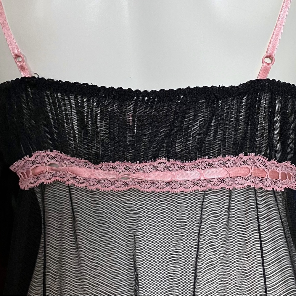 Y2K Vintage Victoria’s Secret Black Sheer Babydoll Slip Dress XS/S Coquette Bow - Picture 10 of 11
